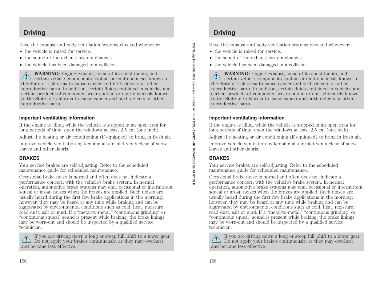 FORD 2002 Excursion v.3 User Manual | Page 156 / 272