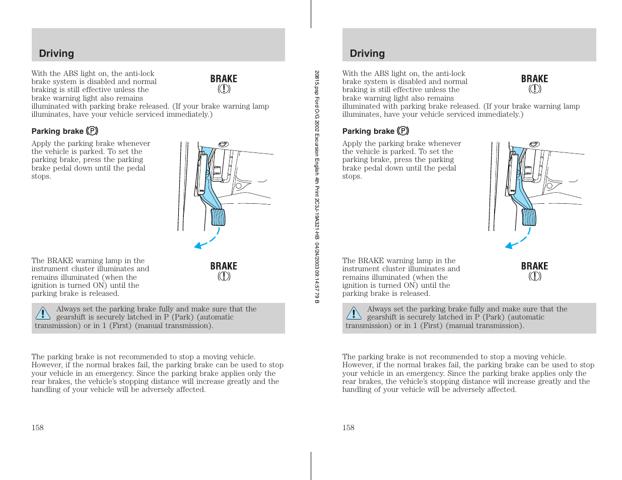 FORD 2002 Excursion v.3 User Manual | Page 158 / 272