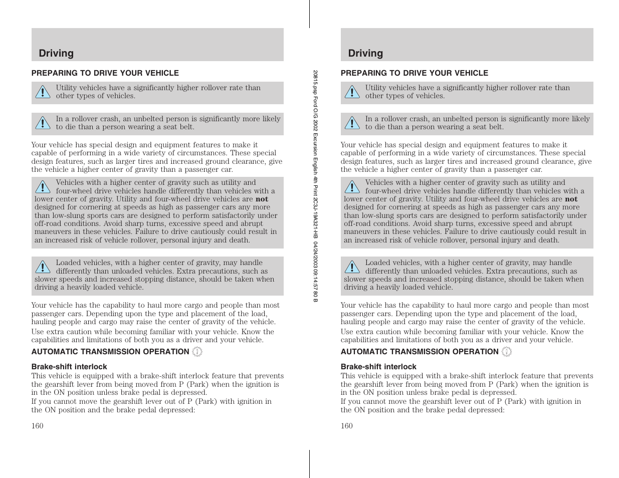 FORD 2002 Excursion v.3 User Manual | Page 160 / 272