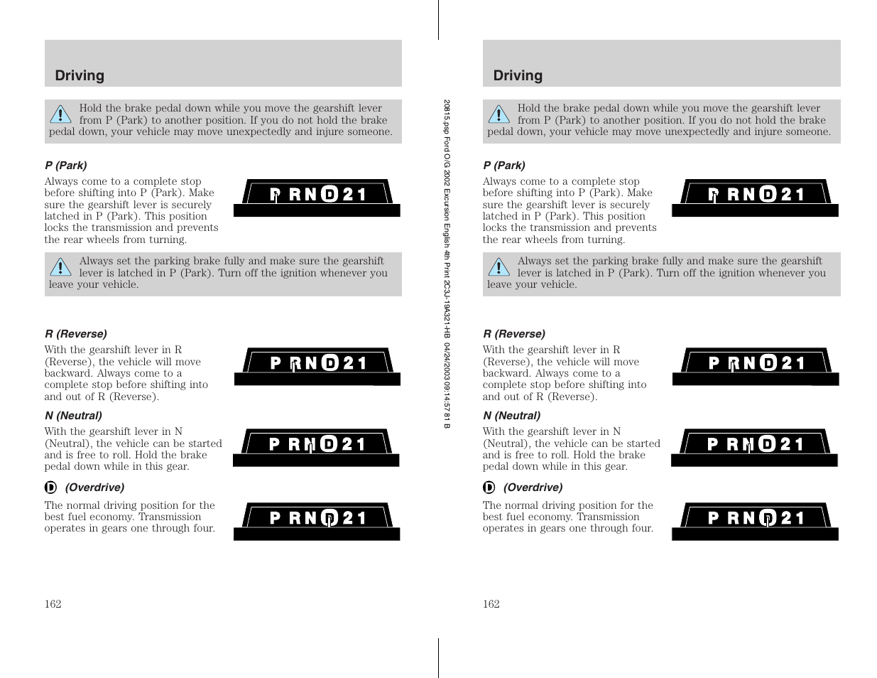 FORD 2002 Excursion v.3 User Manual | Page 162 / 272
