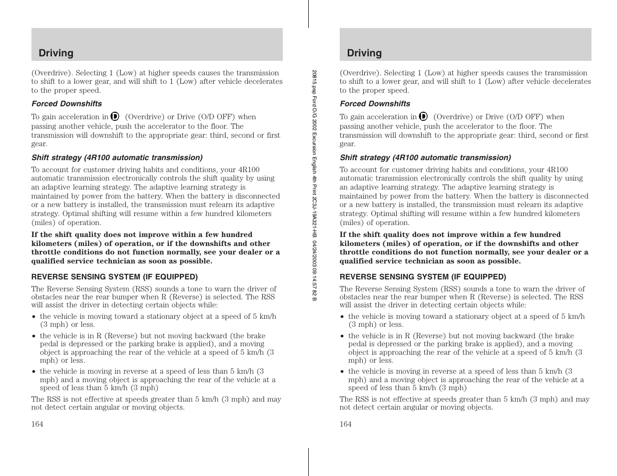 FORD 2002 Excursion v.3 User Manual | Page 164 / 272