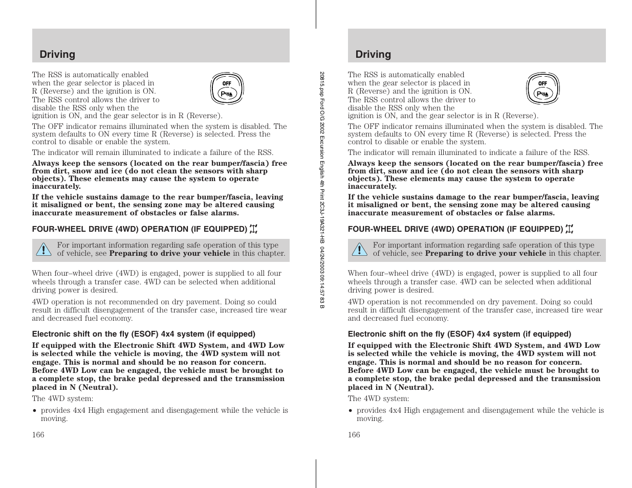 FORD 2002 Excursion v.3 User Manual | Page 166 / 272