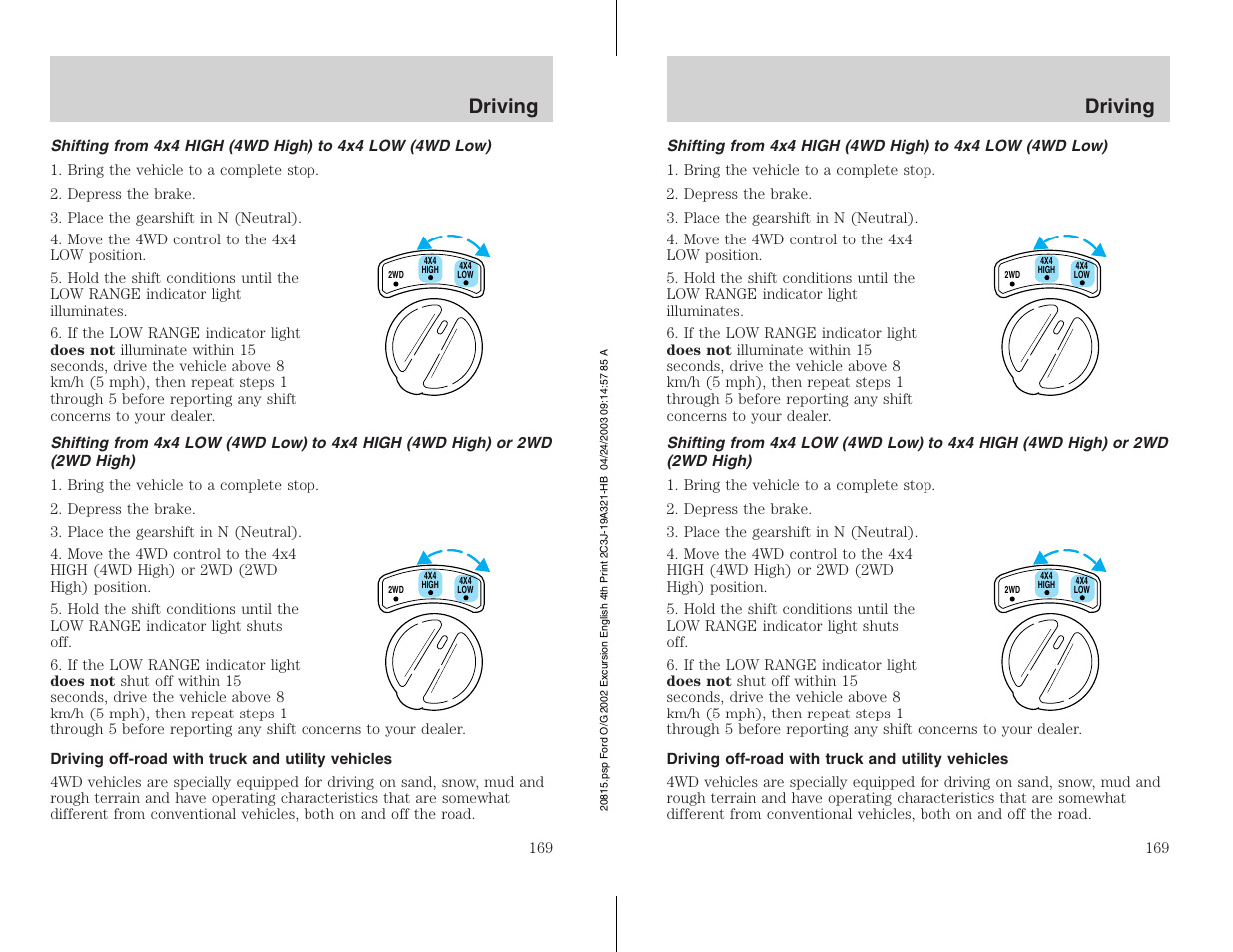 Driving | FORD 2002 Excursion v.3 User Manual | Page 169 / 272