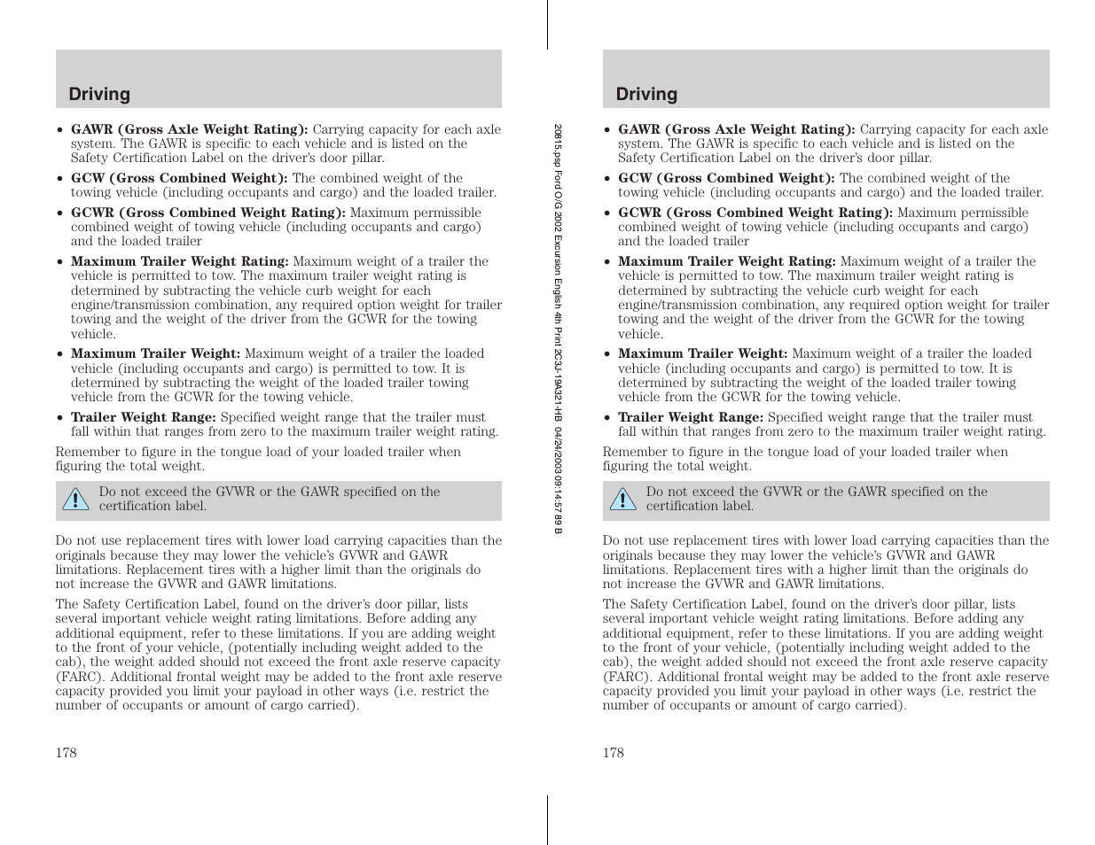 FORD 2002 Excursion v.3 User Manual | Page 178 / 272