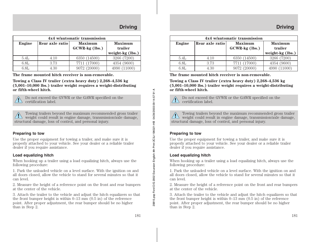 FORD 2002 Excursion v.3 User Manual | Page 181 / 272