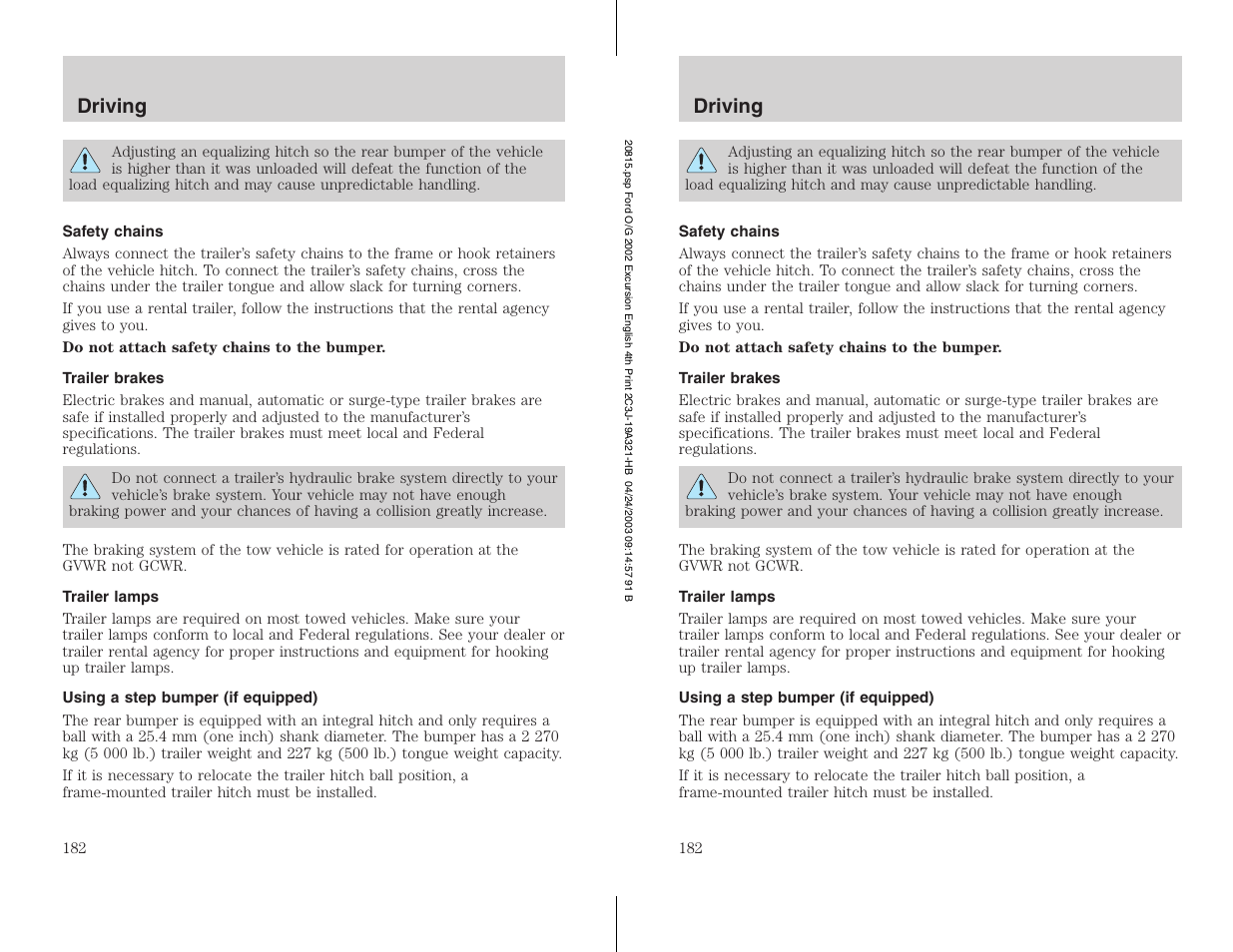 FORD 2002 Excursion v.3 User Manual | Page 182 / 272