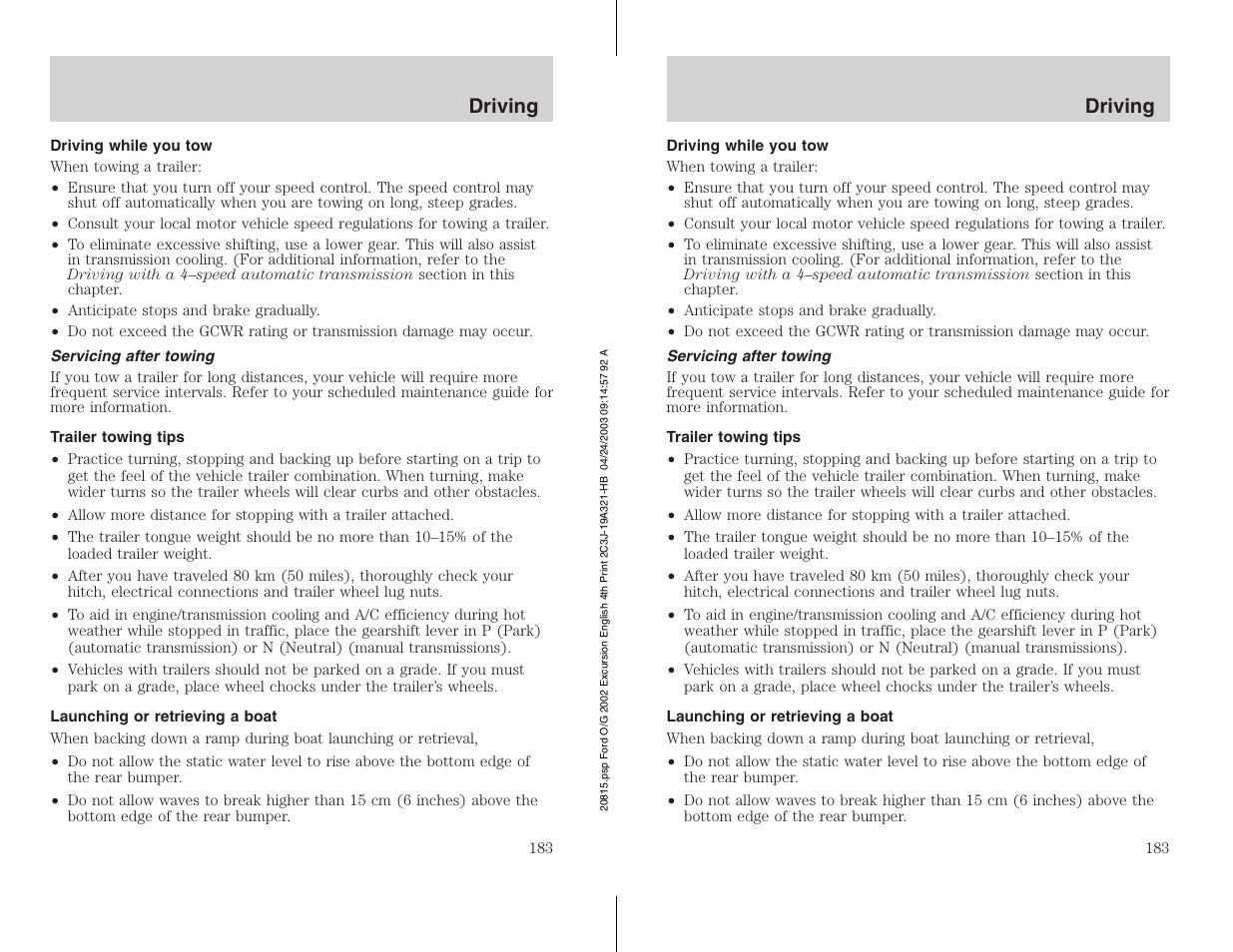 FORD 2002 Excursion v.3 User Manual | Page 183 / 272