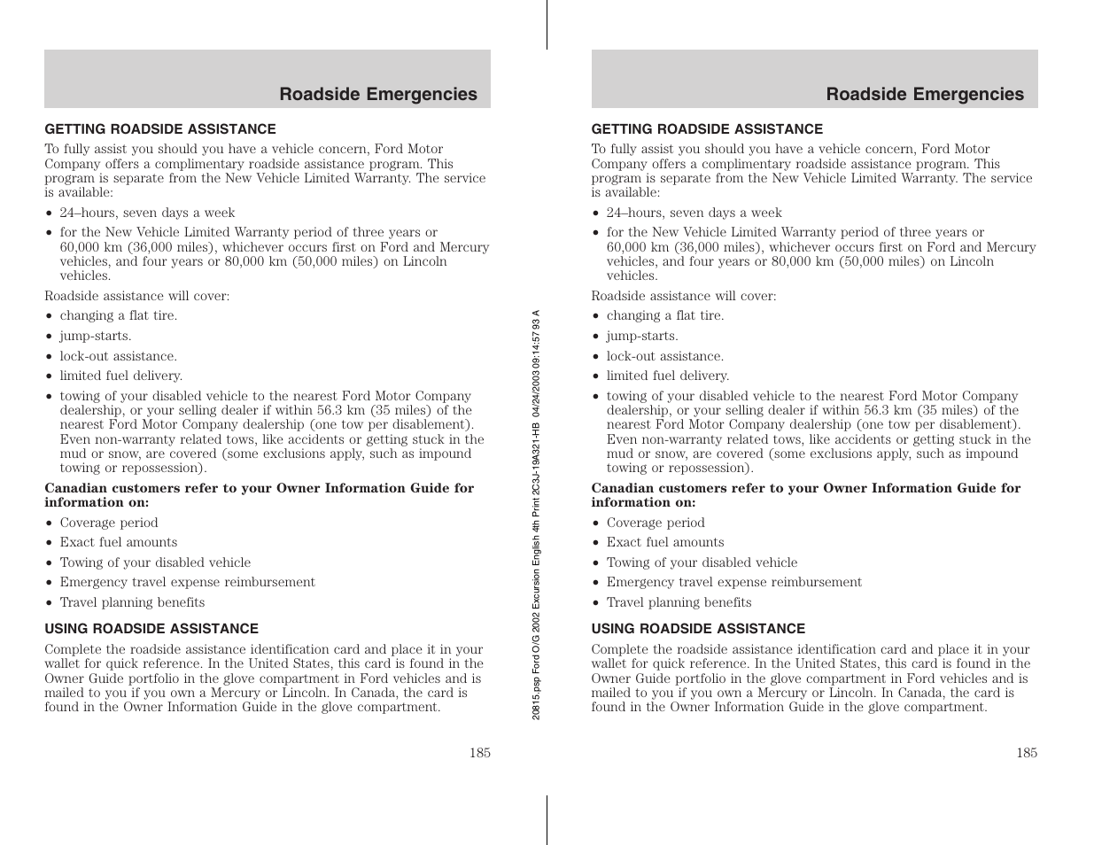 FORD 2002 Excursion v.3 User Manual | Page 185 / 272