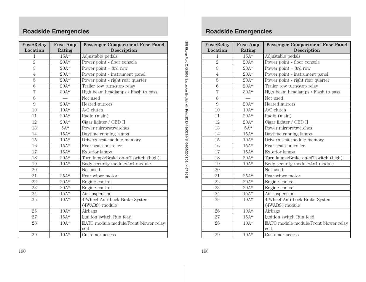 FORD 2002 Excursion v.3 User Manual | Page 190 / 272