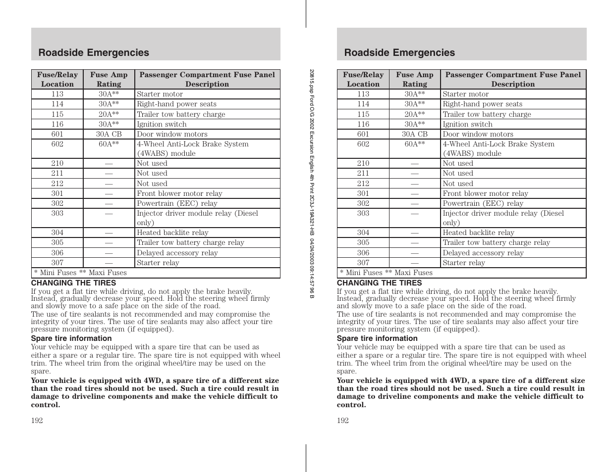 FORD 2002 Excursion v.3 User Manual | Page 192 / 272
