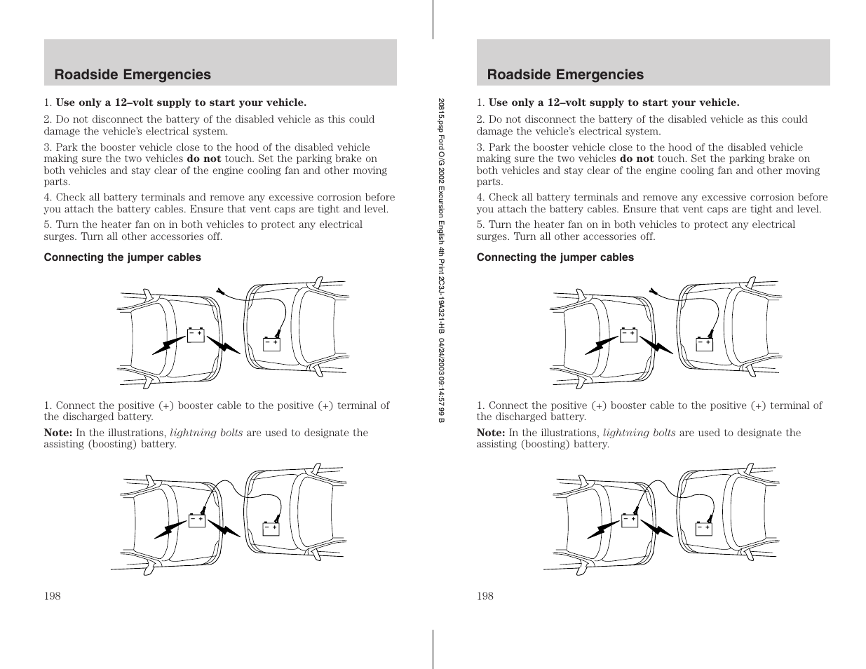 Roadside emergencies | FORD 2002 Excursion v.3 User Manual | Page 198 / 272