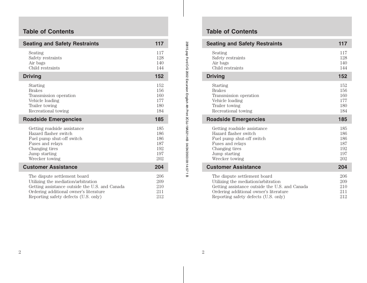 FORD 2002 Excursion v.3 User Manual | Page 2 / 272