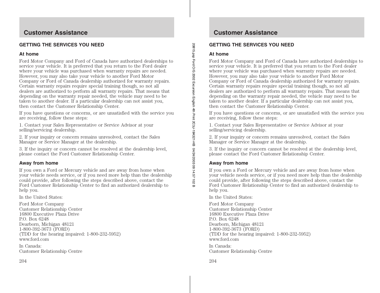 FORD 2002 Excursion v.3 User Manual | Page 204 / 272