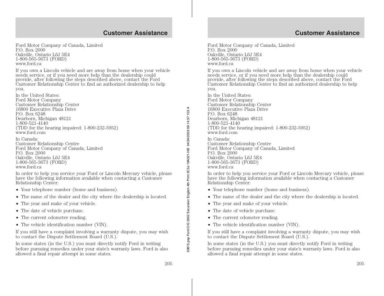 FORD 2002 Excursion v.3 User Manual | Page 205 / 272