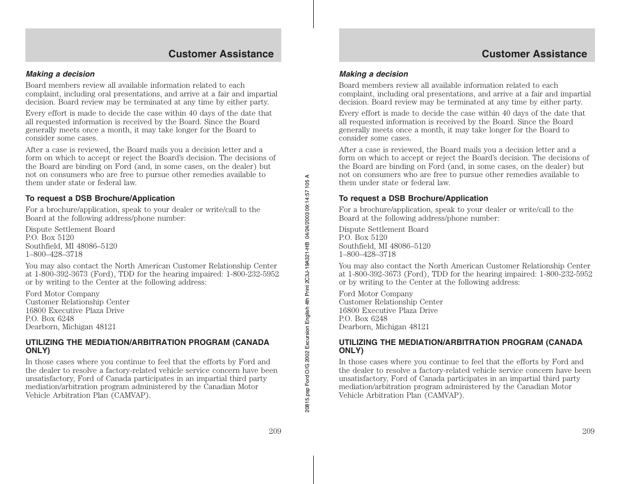 FORD 2002 Excursion v.3 User Manual | Page 209 / 272