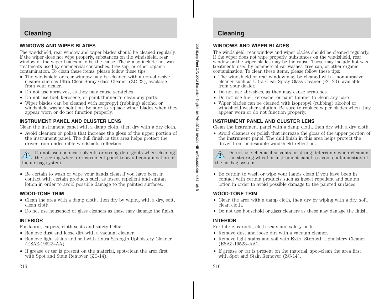 FORD 2002 Excursion v.3 User Manual | Page 216 / 272