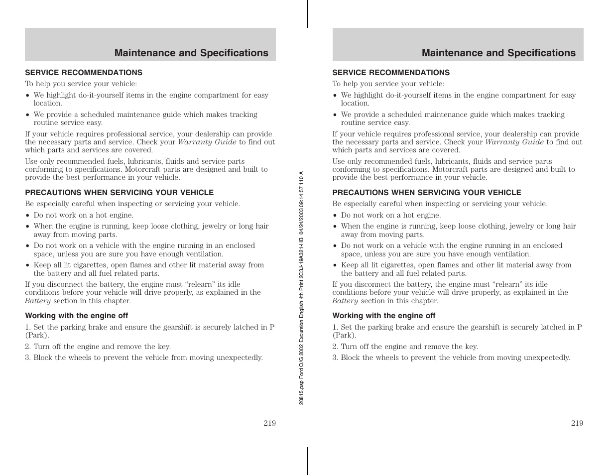 FORD 2002 Excursion v.3 User Manual | Page 219 / 272