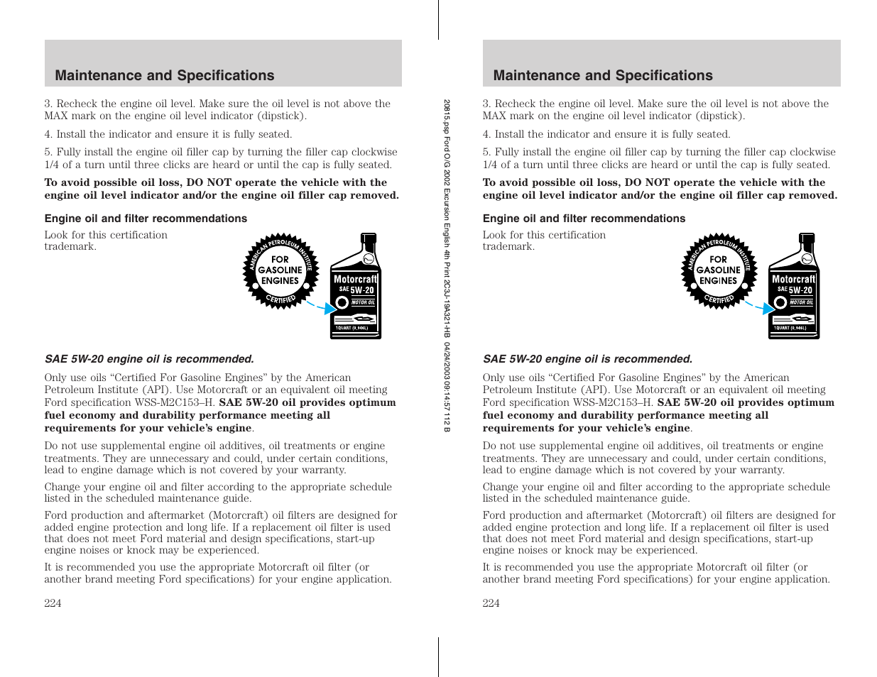 FORD 2002 Excursion v.3 User Manual | Page 224 / 272