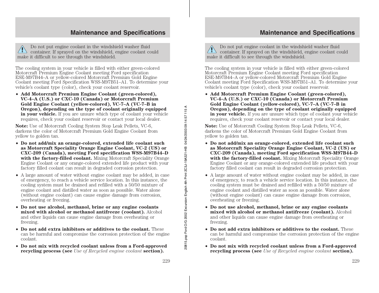 FORD 2002 Excursion v.3 User Manual | Page 229 / 272