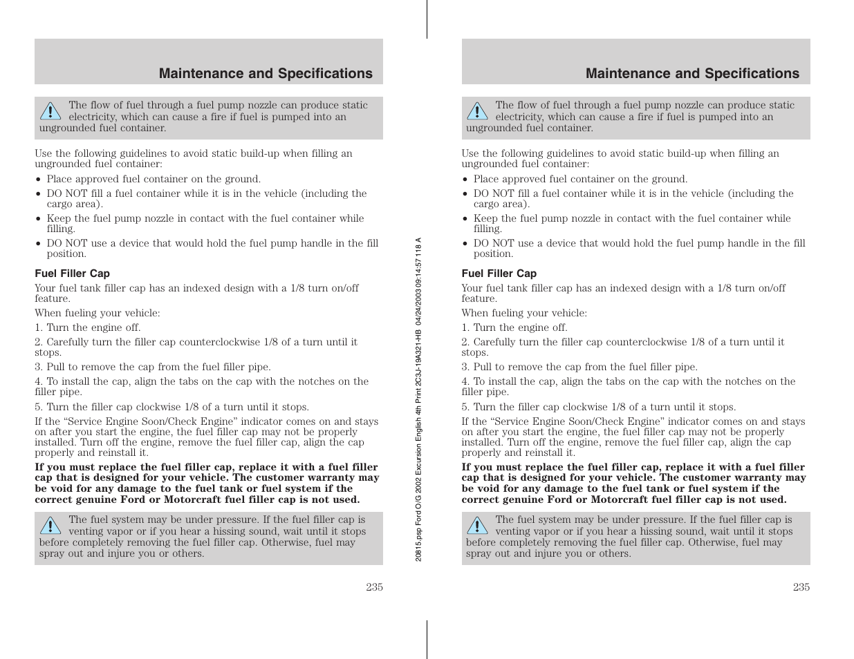 FORD 2002 Excursion v.3 User Manual | Page 235 / 272