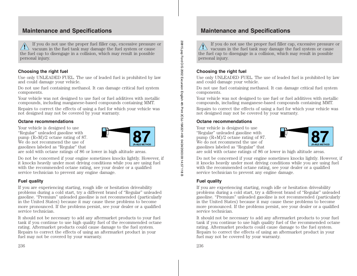 FORD 2002 Excursion v.3 User Manual | Page 236 / 272