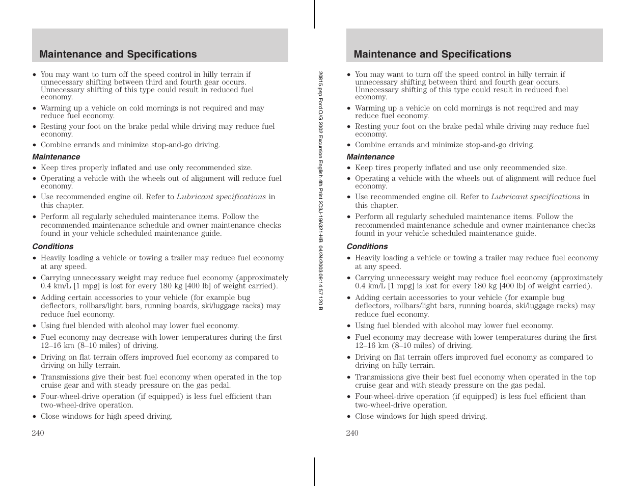 FORD 2002 Excursion v.3 User Manual | Page 240 / 272