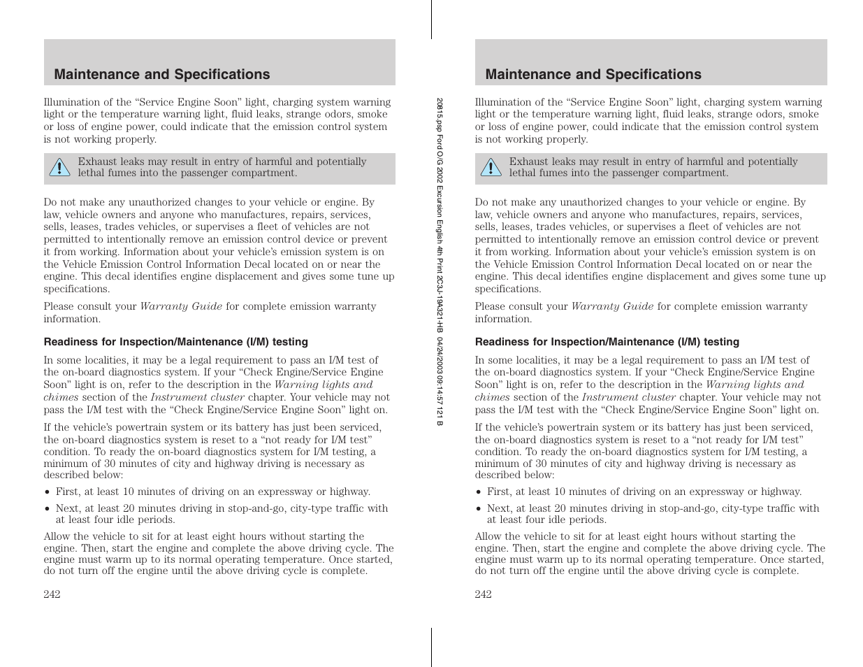 FORD 2002 Excursion v.3 User Manual | Page 242 / 272