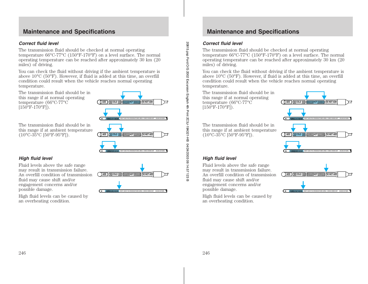 Maintenance and specifications | FORD 2002 Excursion v.3 User Manual | Page 246 / 272