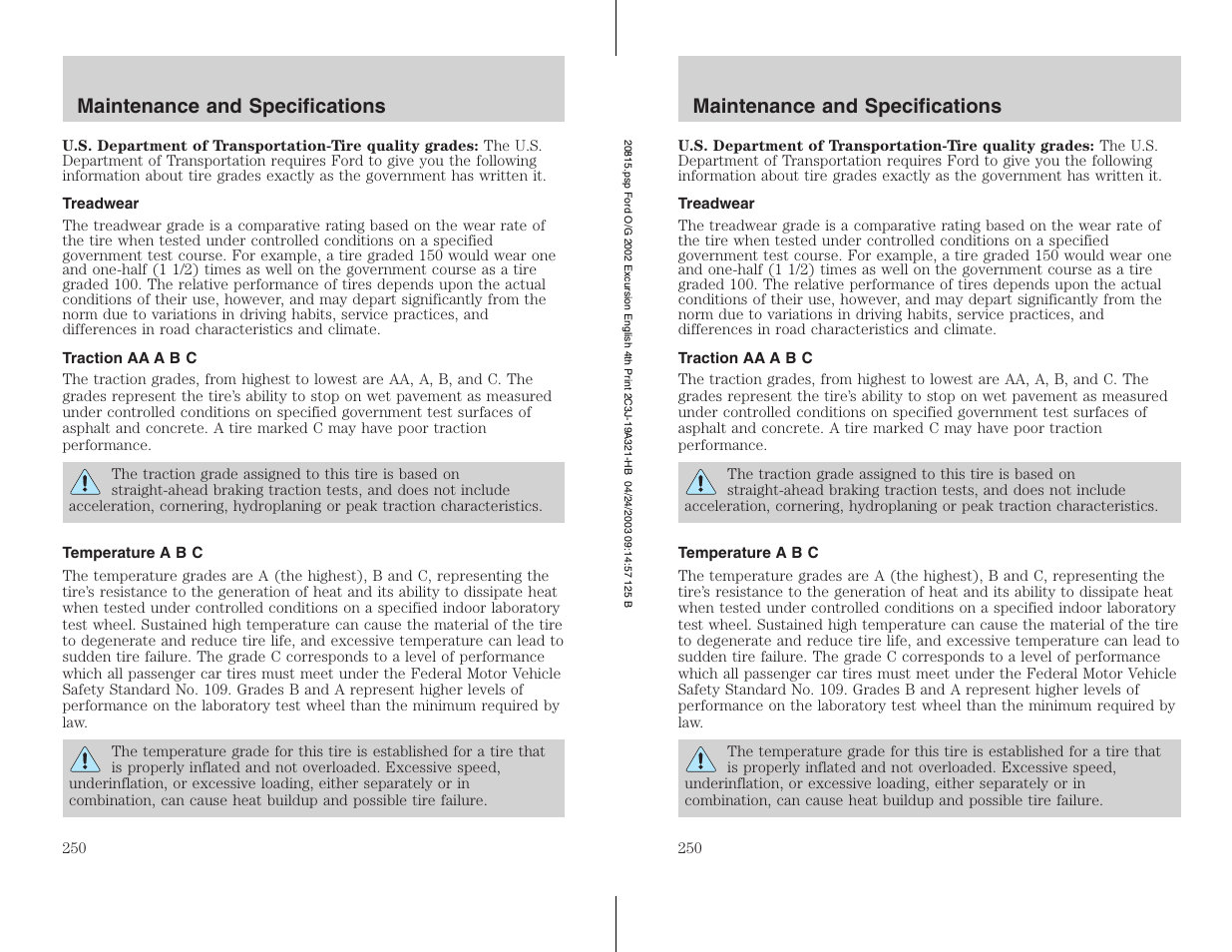FORD 2002 Excursion v.3 User Manual | Page 250 / 272