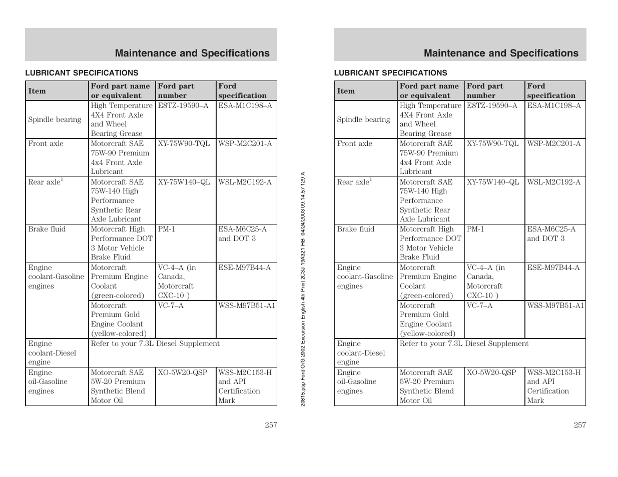 FORD 2002 Excursion v.3 User Manual | Page 257 / 272