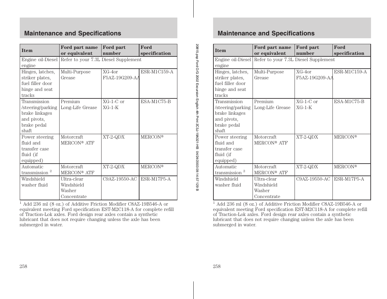 FORD 2002 Excursion v.3 User Manual | Page 258 / 272