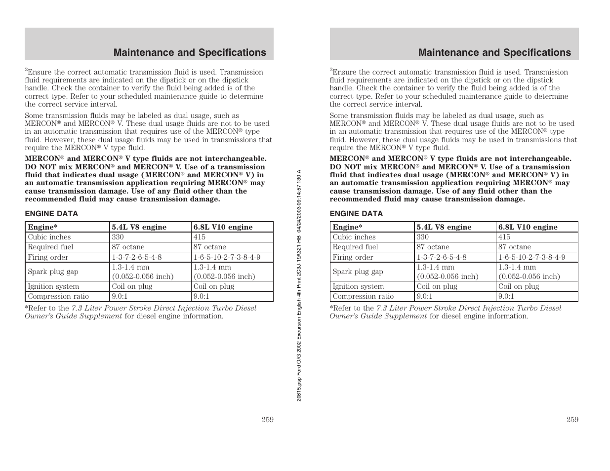 FORD 2002 Excursion v.3 User Manual | Page 259 / 272