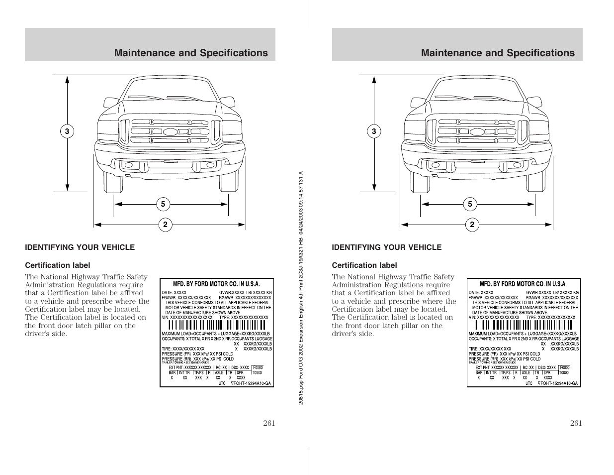 FORD 2002 Excursion v.3 User Manual | Page 261 / 272