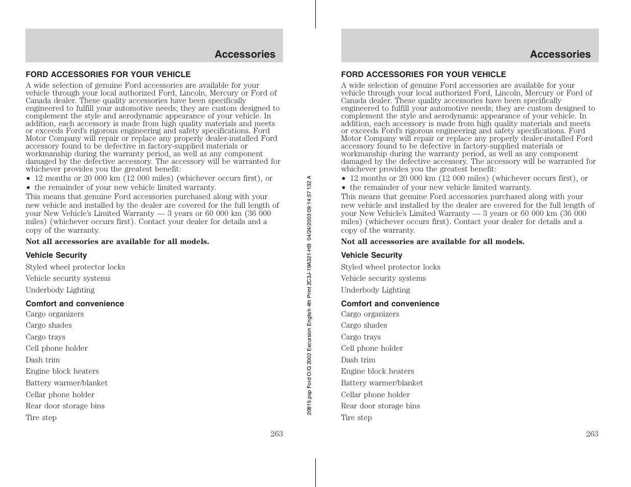 FORD 2002 Excursion v.3 User Manual | Page 263 / 272