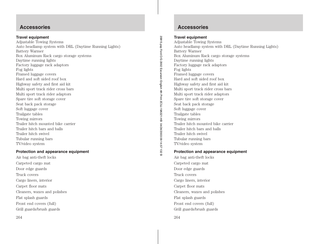 FORD 2002 Excursion v.3 User Manual | Page 264 / 272
