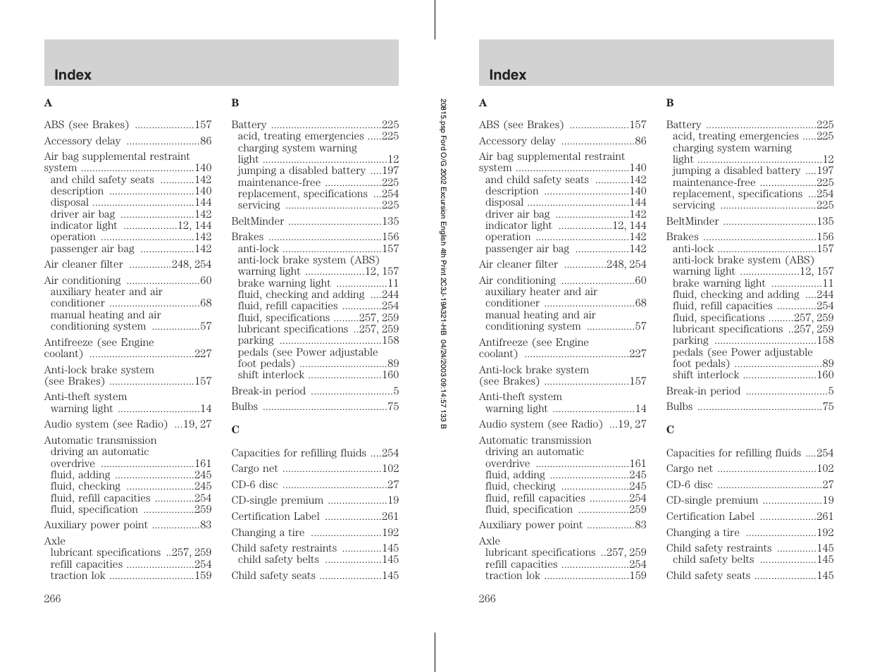 FORD 2002 Excursion v.3 User Manual | Page 266 / 272