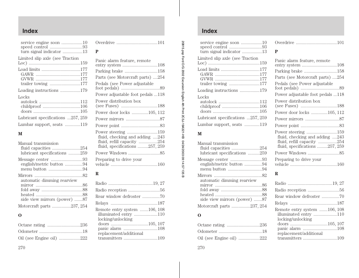 FORD 2002 Excursion v.3 User Manual | Page 270 / 272