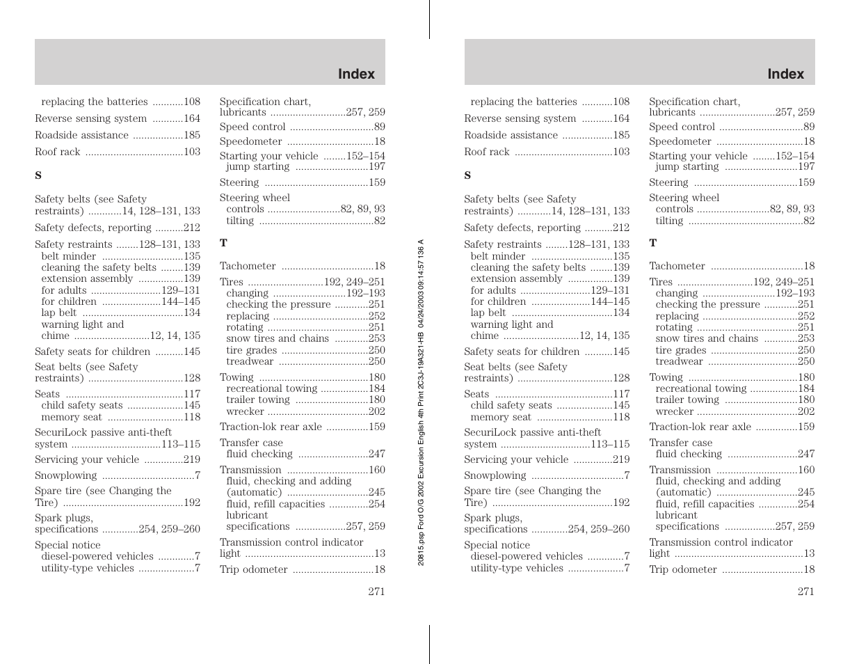 FORD 2002 Excursion v.3 User Manual | Page 271 / 272