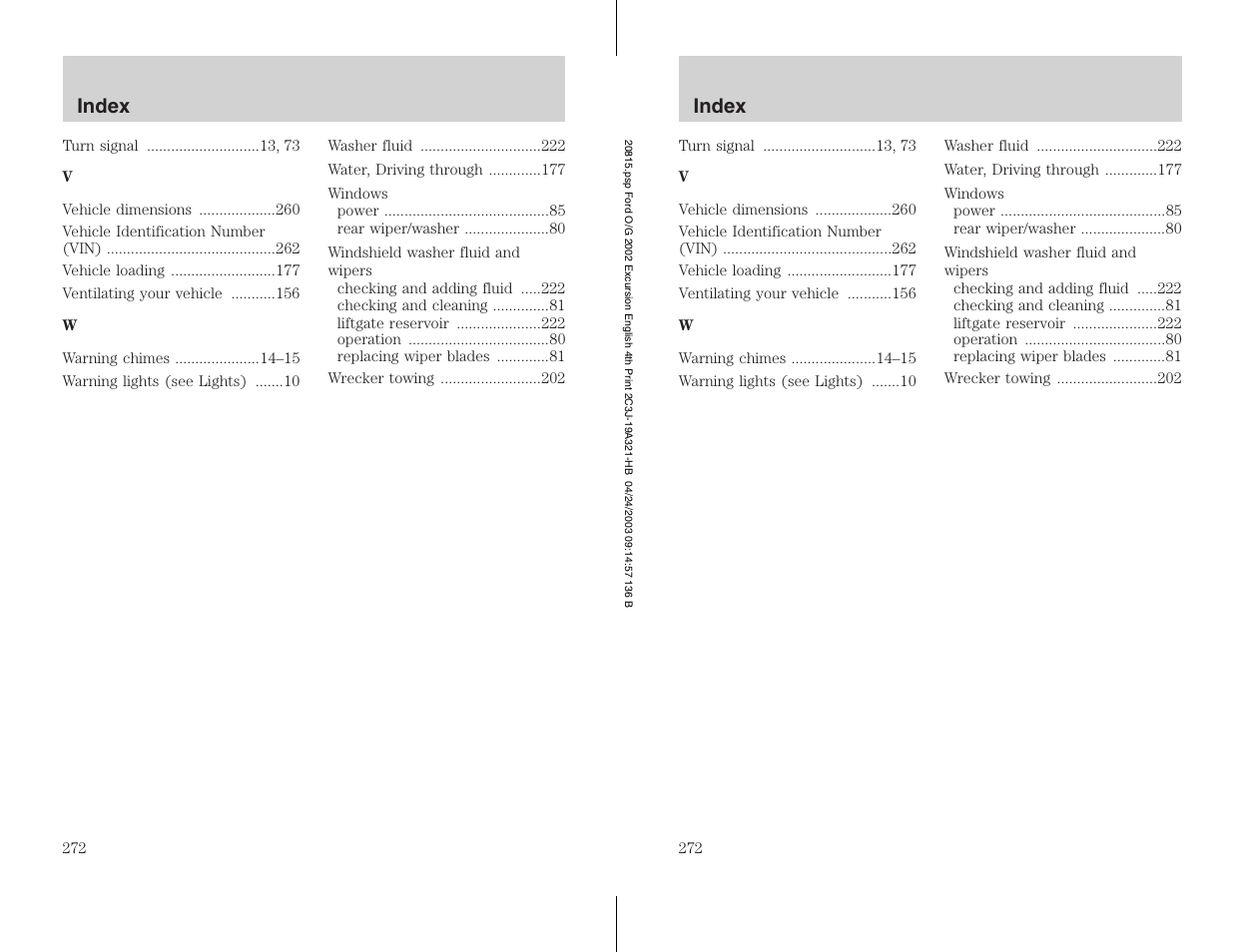 FORD 2002 Excursion v.3 User Manual | Page 272 / 272