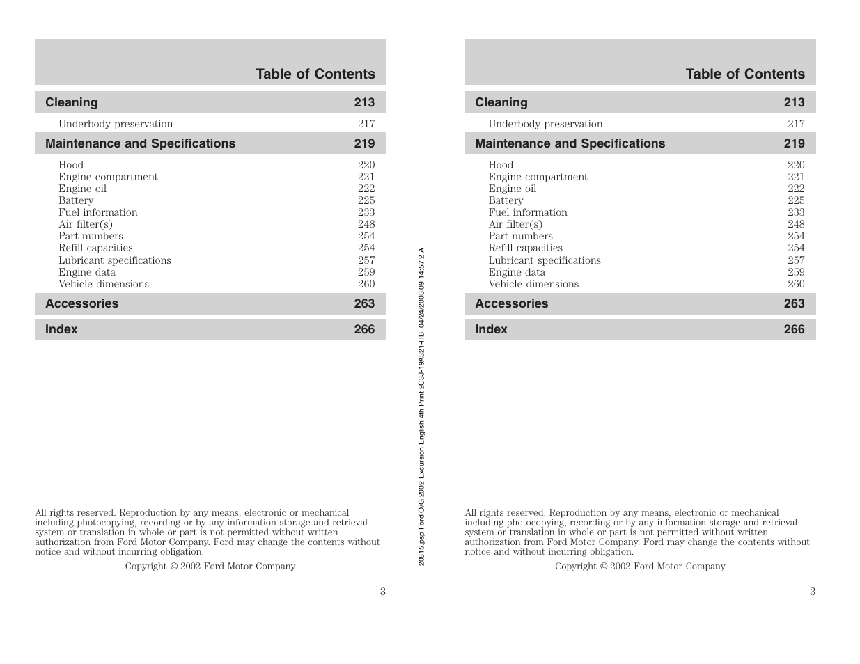 FORD 2002 Excursion v.3 User Manual | Page 3 / 272