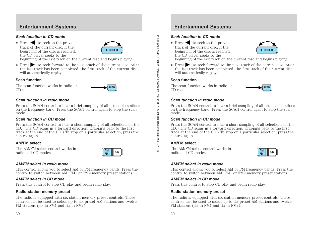 FORD 2002 Excursion v.3 User Manual | Page 30 / 272