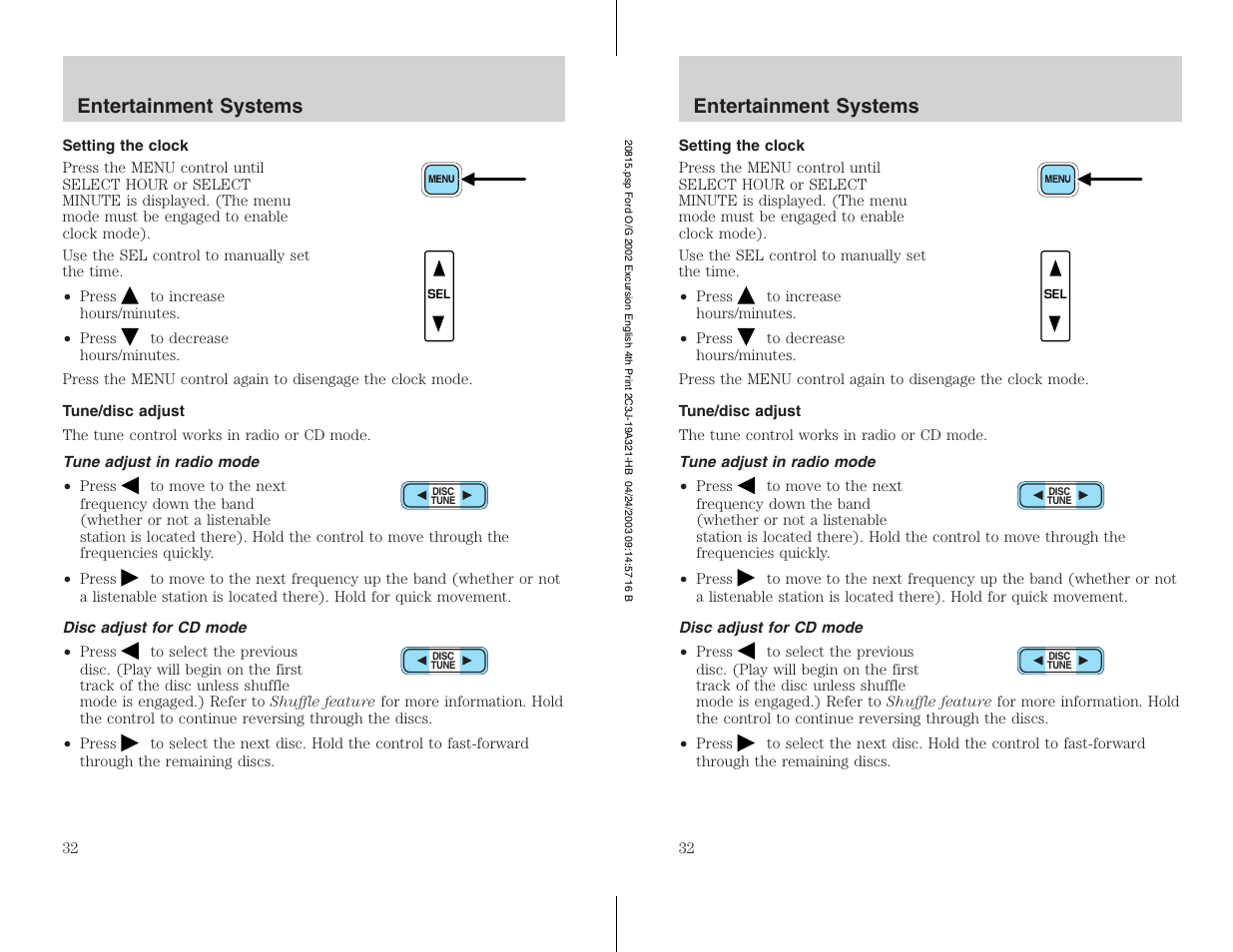 Entertainment systems | FORD 2002 Excursion v.3 User Manual | Page 32 / 272