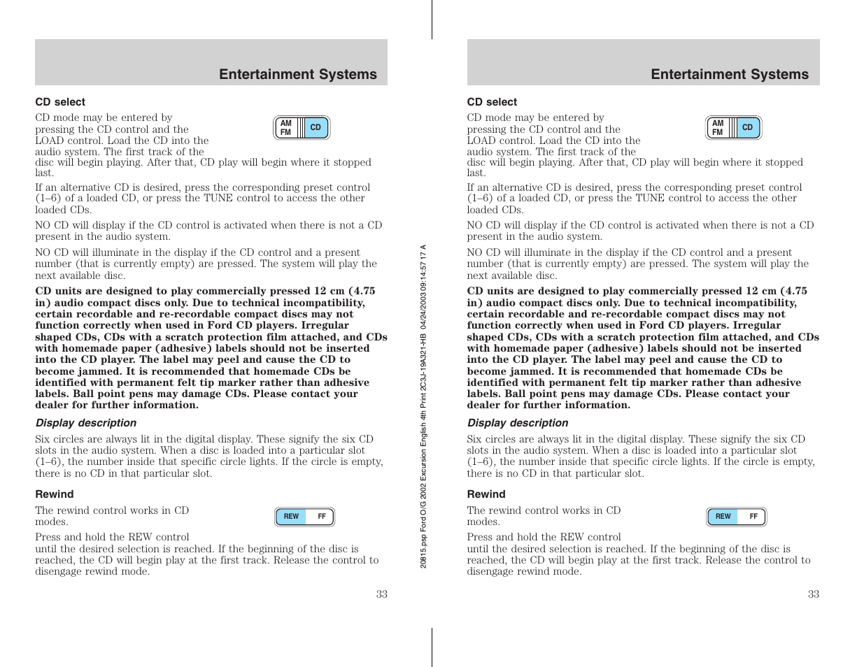 Entertainment systems | FORD 2002 Excursion v.3 User Manual | Page 33 / 272