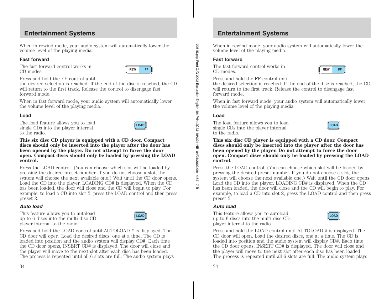 Entertainment systems | FORD 2002 Excursion v.3 User Manual | Page 34 / 272