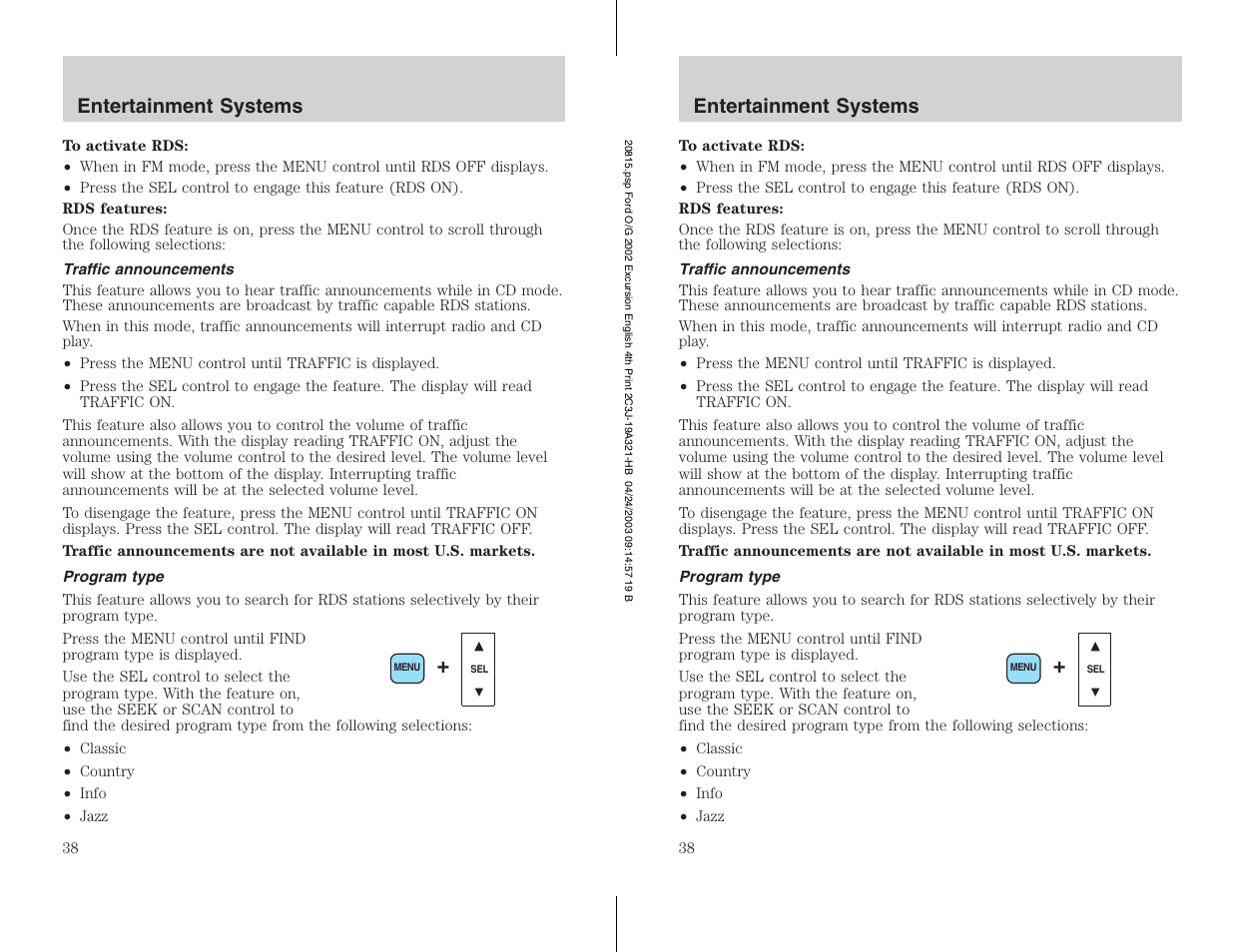 FORD 2002 Excursion v.3 User Manual | Page 38 / 272