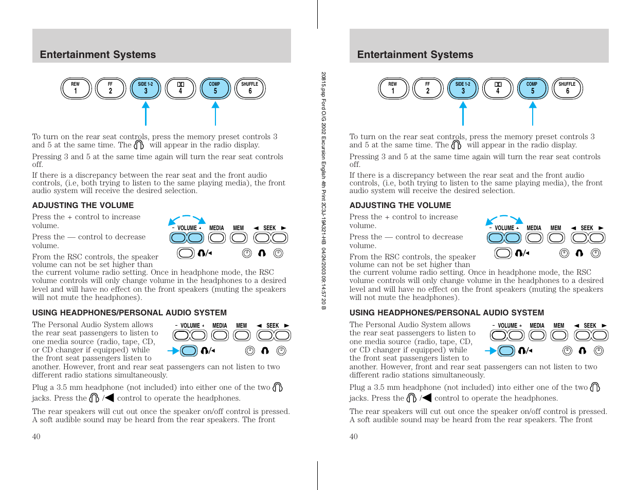 Entertainment systems | FORD 2002 Excursion v.3 User Manual | Page 40 / 272