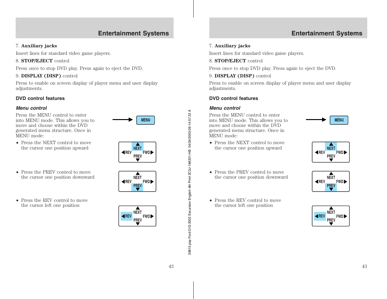 Entertainment systems | FORD 2002 Excursion v.3 User Manual | Page 43 / 272