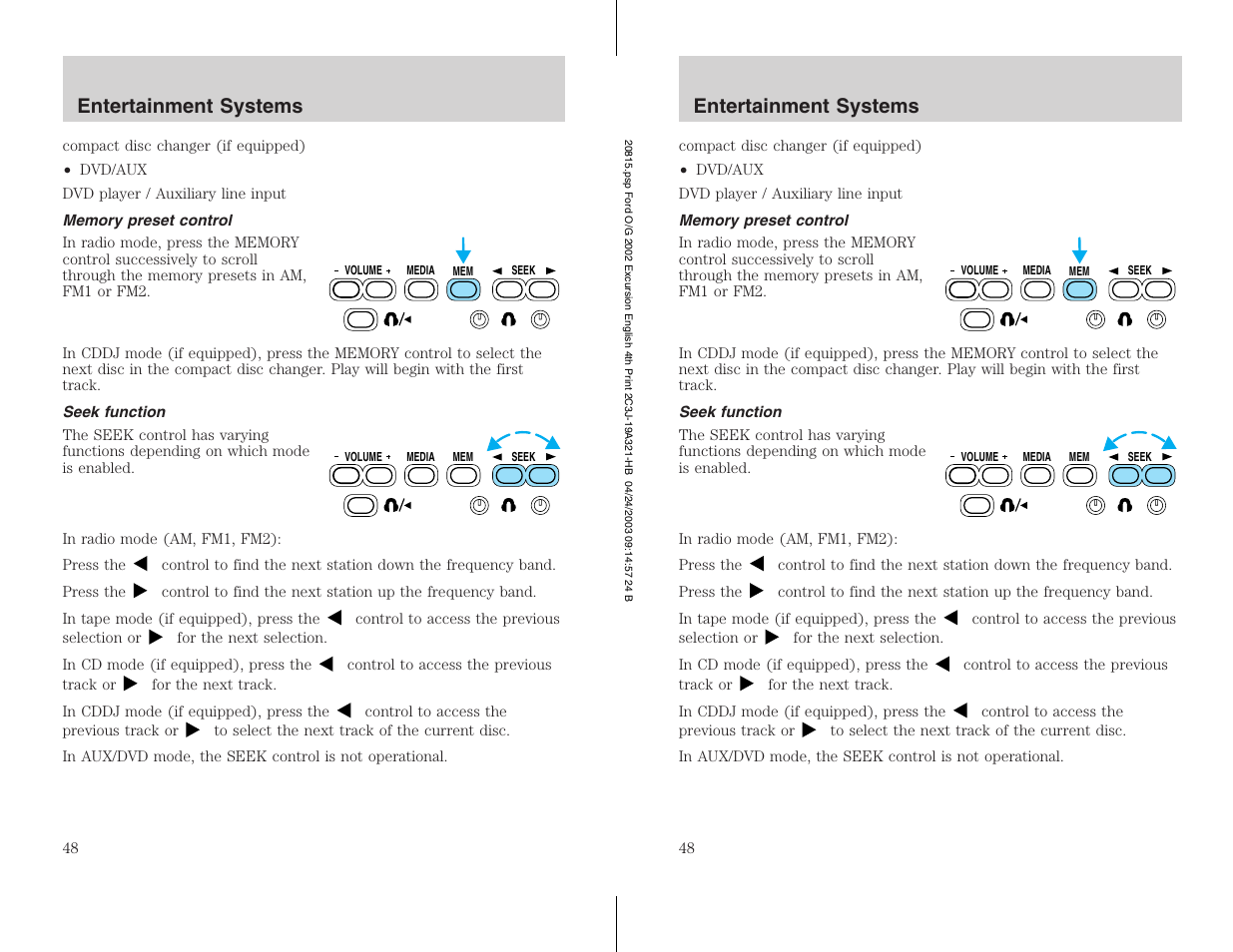 Entertainment systems | FORD 2002 Excursion v.3 User Manual | Page 48 / 272