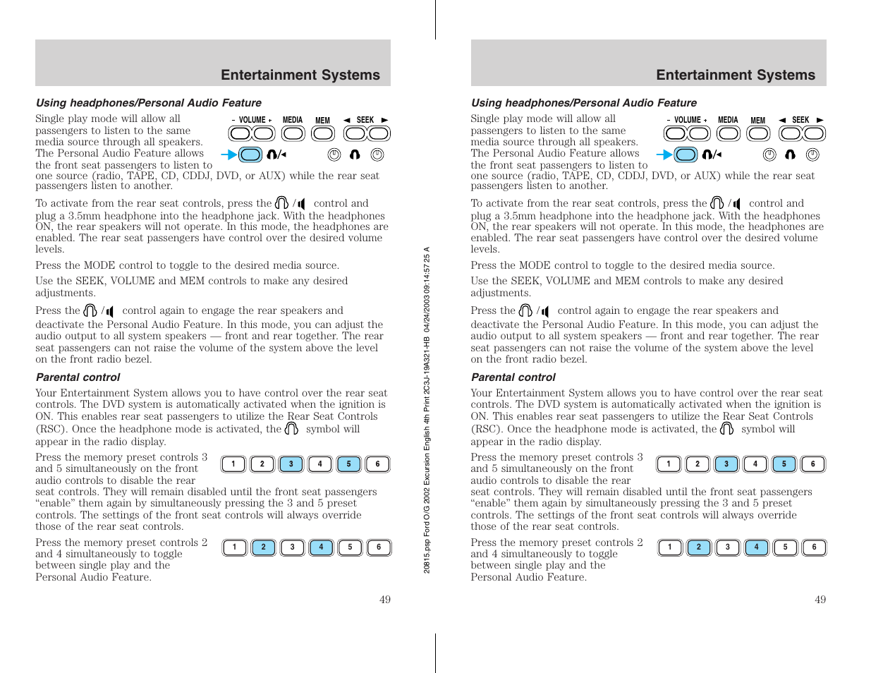 Entertainment systems | FORD 2002 Excursion v.3 User Manual | Page 49 / 272