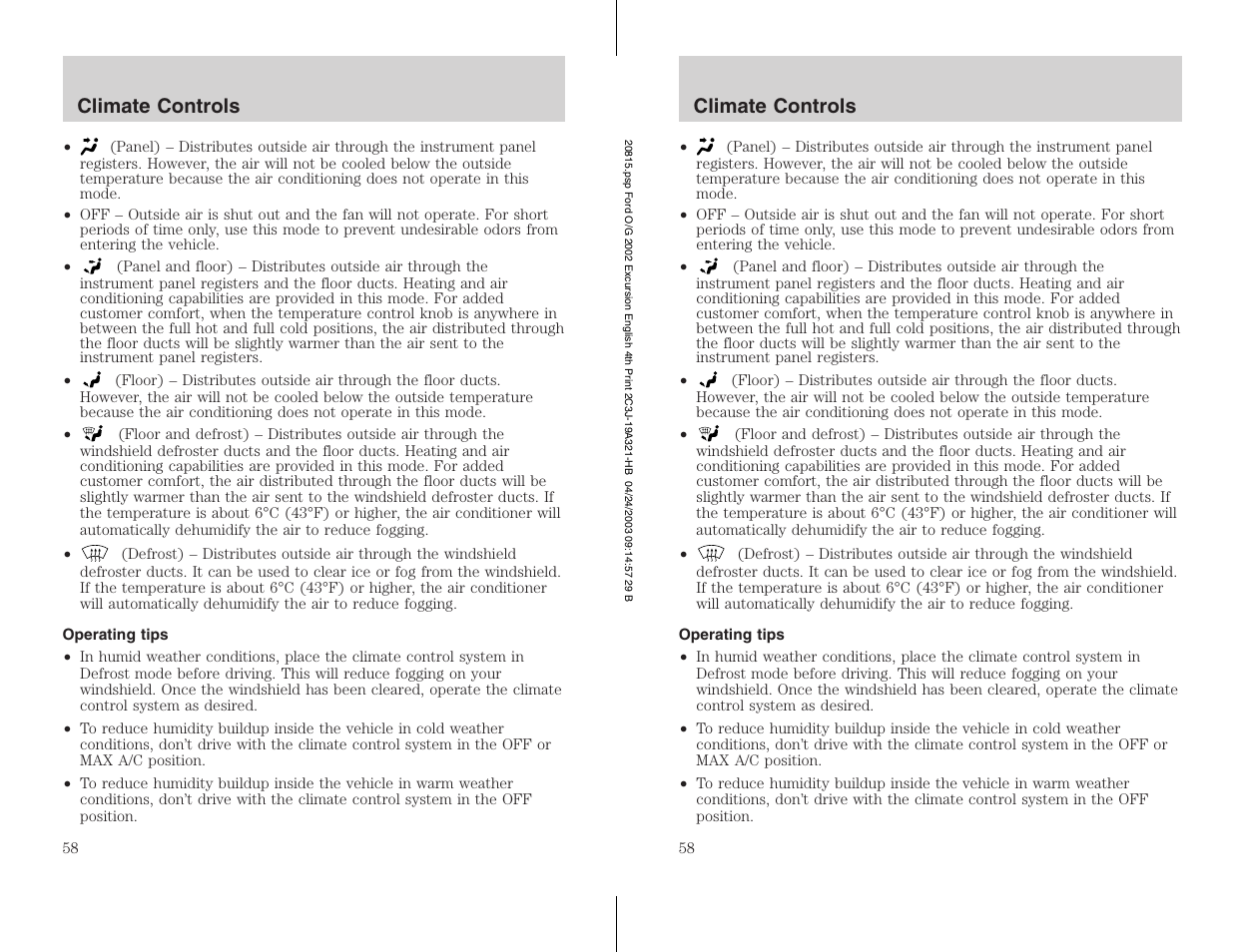 FORD 2002 Excursion v.3 User Manual | Page 58 / 272